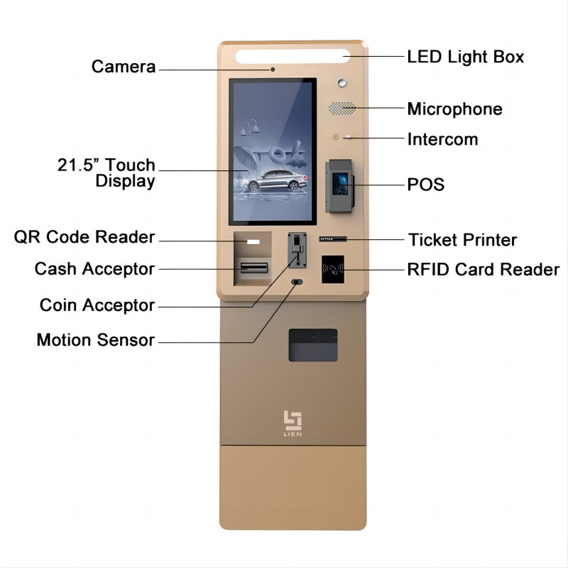 32 Inch IP67 Parking Payment Kiosk Machine With Cash Acceptor NFC Card Reader POS Reader