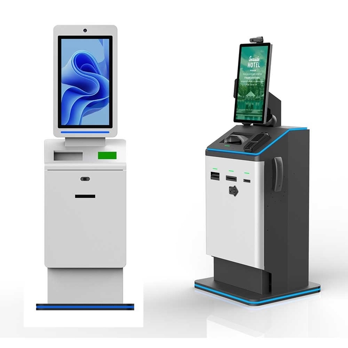 custom 19 Inch Freestanding Hotel Check In Kiosk With Passport/ID Scanner and Room Key Card Dispenser online